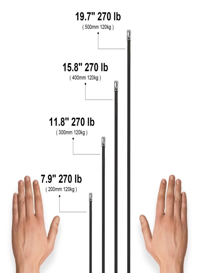 OFFO Black Zip Ties Made of Metal 19.7 in Premium Heavy Duty Stainless Steel Wire Multifunctional Locking Exhaust Wrap Flexible Durable 30 PCS - Image 5